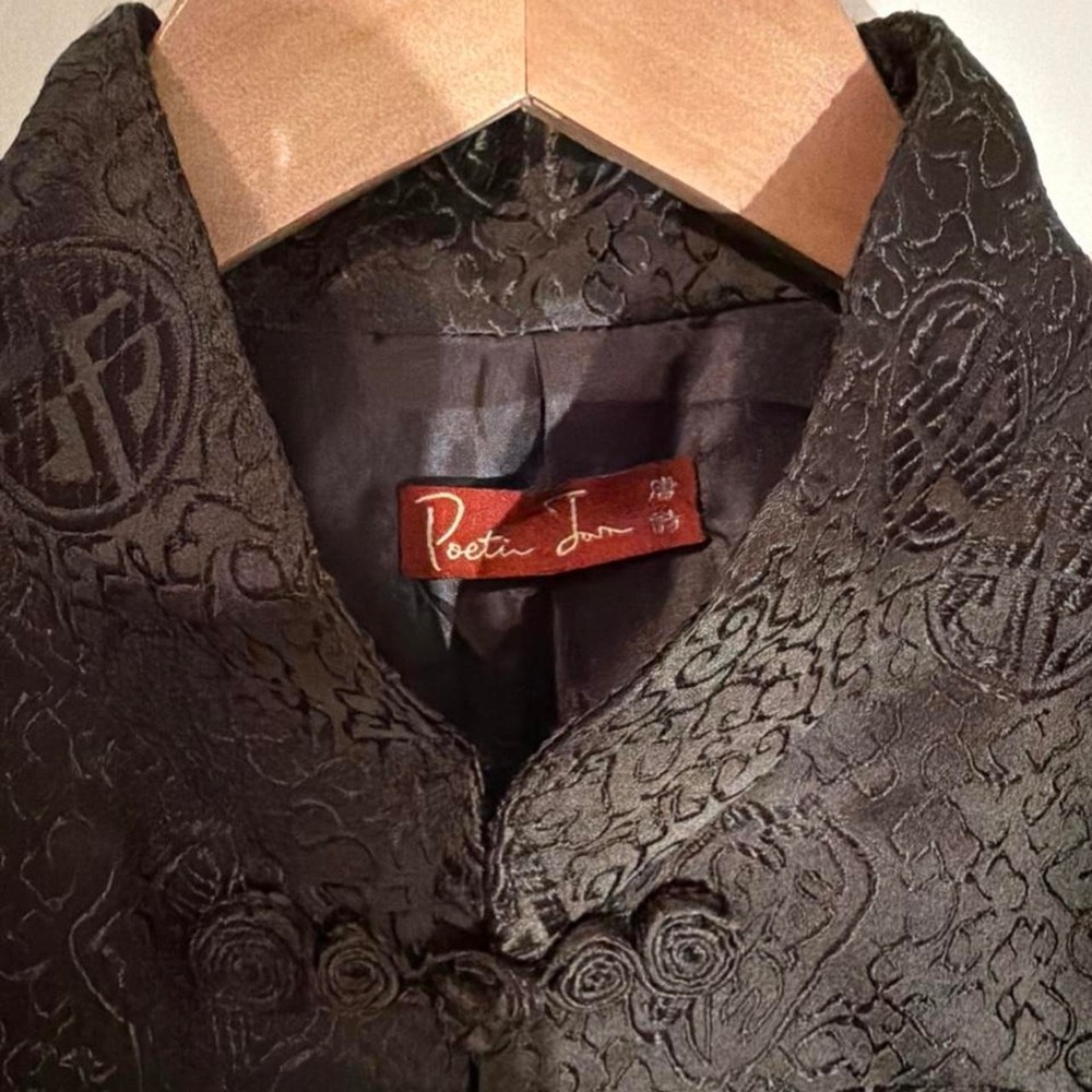 Poetin Jun black silk jacket - men's large/extra large